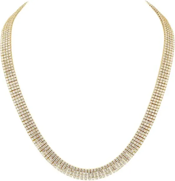 4-Row Round Diamond Tennis Necklace Chain for Men