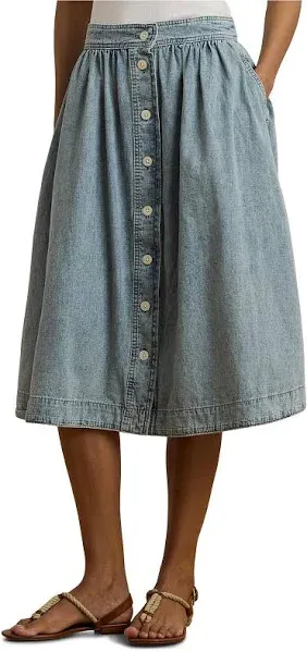 Ralph Lauren Women's Stretch Denim A-Line Skirt