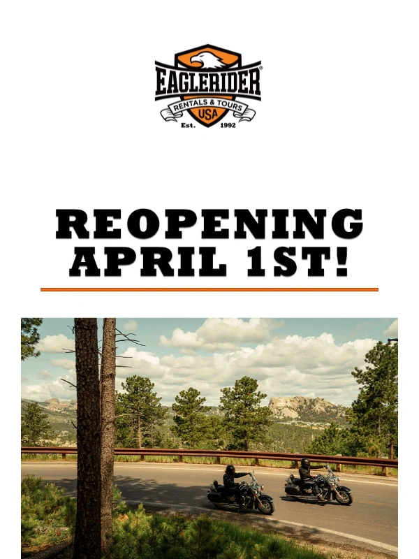 EagleRider - Save 25% Off Your Next Rental ALL April Long!