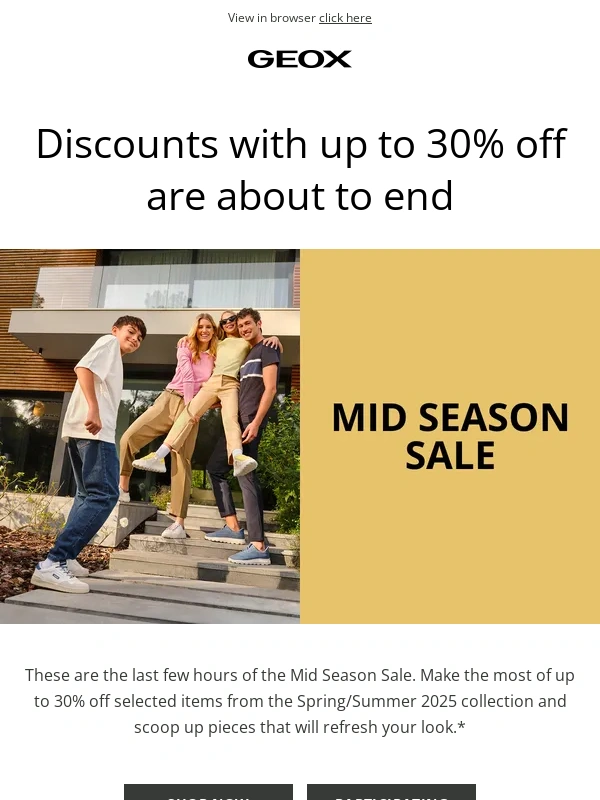 Geox - Mid Season Sale - Grab your chance now before it’s too late!