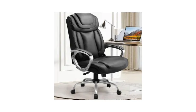 COMHOMA Ergonomic Office Chair Home Office Desk Chairs Comfy Back Support PU Leather Executive Office Chair with Wheels Headrest Padded Armrests Height Adjustable Tilt Swivel Rolling Reclining Seat
