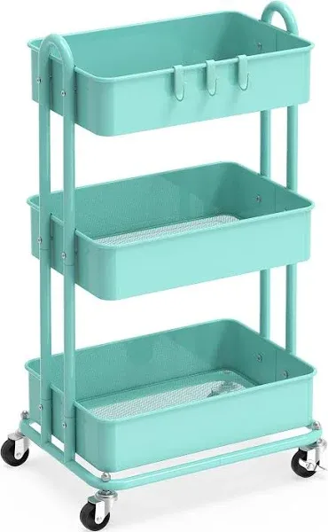 Simple Houseware Heavy Duty 3-Tier Metal Utility Rolling Cart