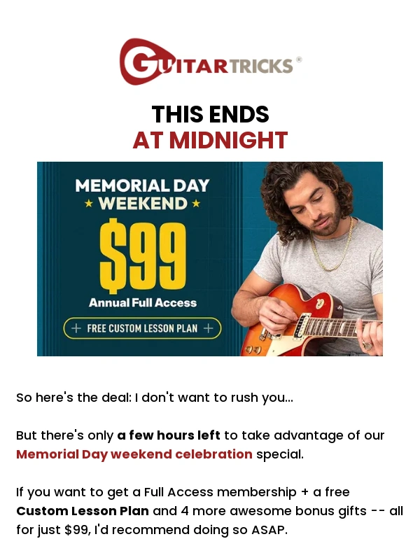 Guitar Tricks - Now is your final chance to get in on this ?