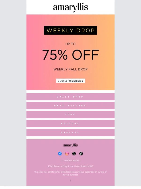 Amaryllis Apparel - Up to 75% Weekend Sale is ON❗
