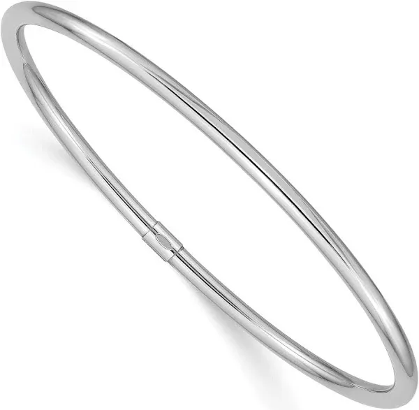 14K Solid Yellow Gold Round Tube Slip On Bangle Bracelet
