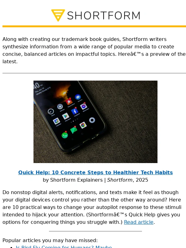 Shortform - ? New article: If your smartphone owns you,do this