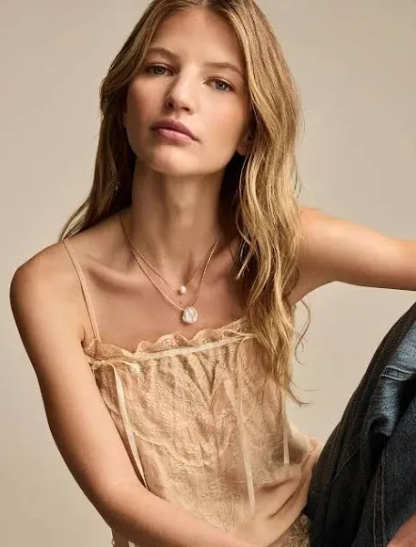 Lucky Brand Women's Layered Pearl Pendant Necklace