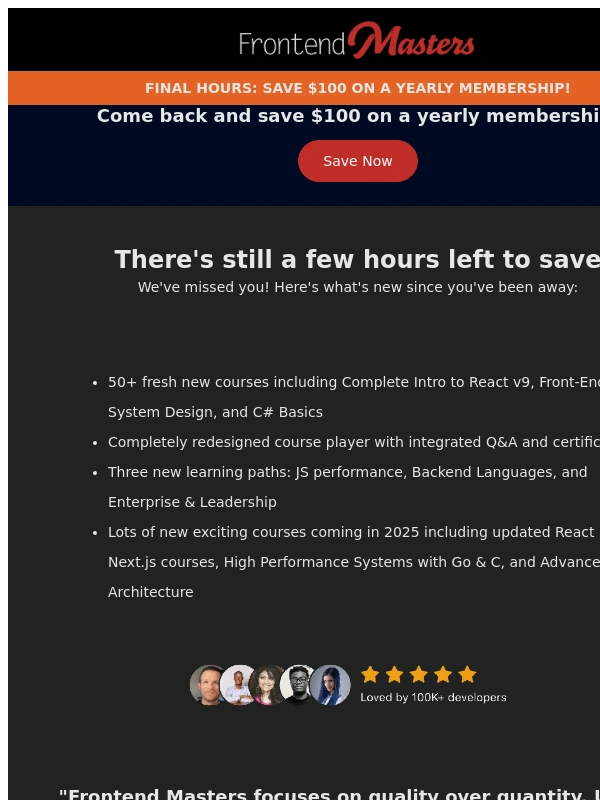 Frontend Masters - ⏰ Last chance: Save $100 on Frontend Masters (Ends Tonight)