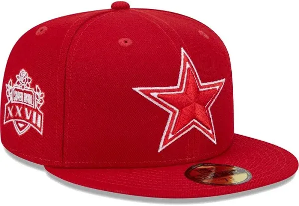 Men's New Era Dallas Cowboys Super Bowl XXVII Side Patch 59FIFTY Classic Hat-Red