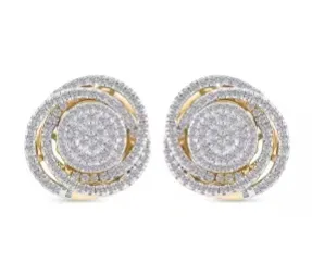 Diamond 0.65 ctw Stud Earrings in 14K Yellow Gold Over Sterling Silver