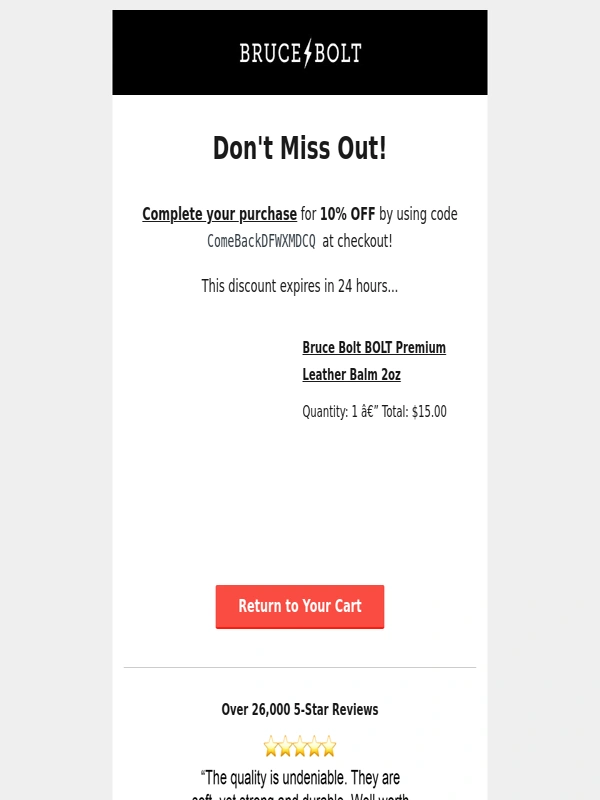 BRUCE BOLT - Discount code - 10% OFF