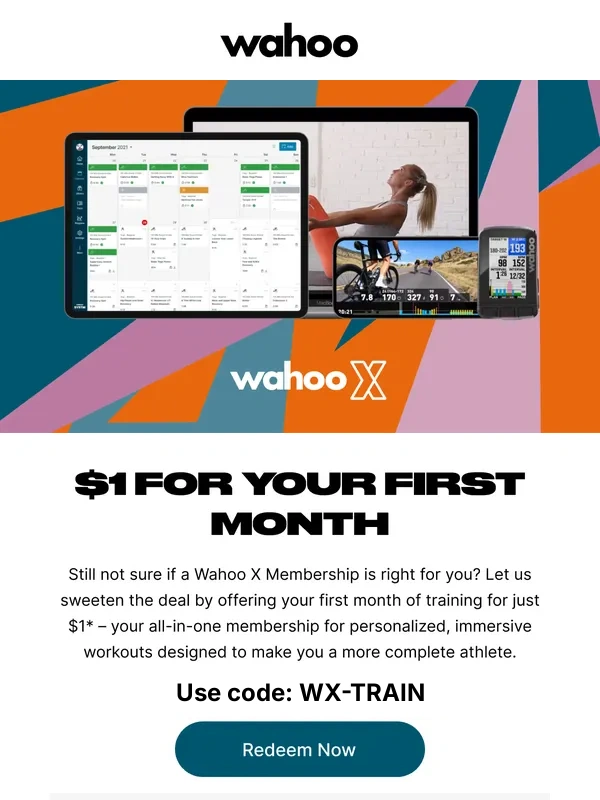 Wahoo Fitness - Don't let this offer pass - $1 for your first month of training