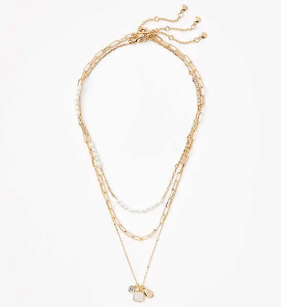 Loft Women's Mother of Pearl Cluster Necklace Set