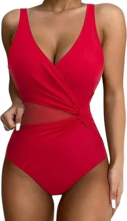 Suukess Tummy Control One Piece Swimsuit