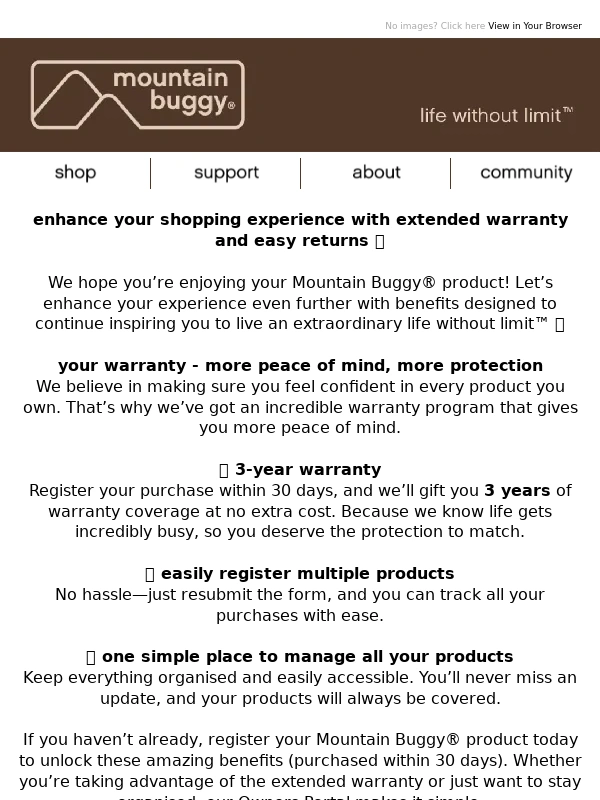 Mountain Buggy - Enhance Your Mountain Buggy® Experience with Extended Warranty and Easy Returns ?