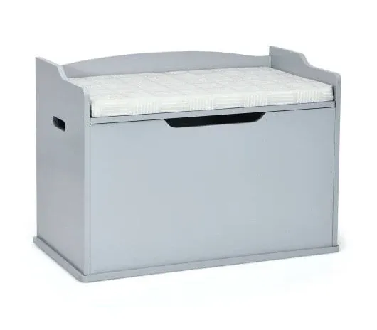 Costway Kids Toy Box Wooden Flip-top Storage Chest Bench W/ Cushion Safety Hinge