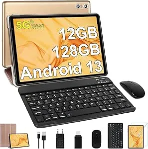 Sebbe 10" 128GB Wi-Fi Android Tablet with Keyboard and Mouse