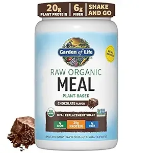Garden of Life Meal Replacement Shakes, Vegan Raw Organic Protein Powder, Chocolate Protein Powder with Plant Based Pea Protein, Sprouts, Greens, Probiotics, Dairy Free 28 Servings