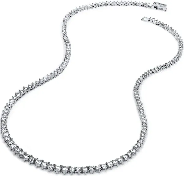 PalmBeach Jewelry Platinum Plated Round Cubic Zirconia Eternity Necklace