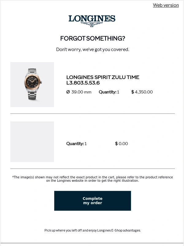 Longines - We’ve saved your cart for you