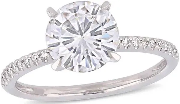 Amour 14K White Gold 2 Ct Dew Created Moissanite Engagement Ring