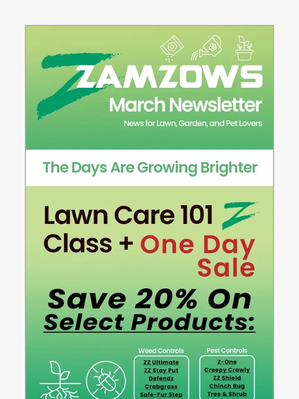 Zamzows - The Zamzows March Newsletter!