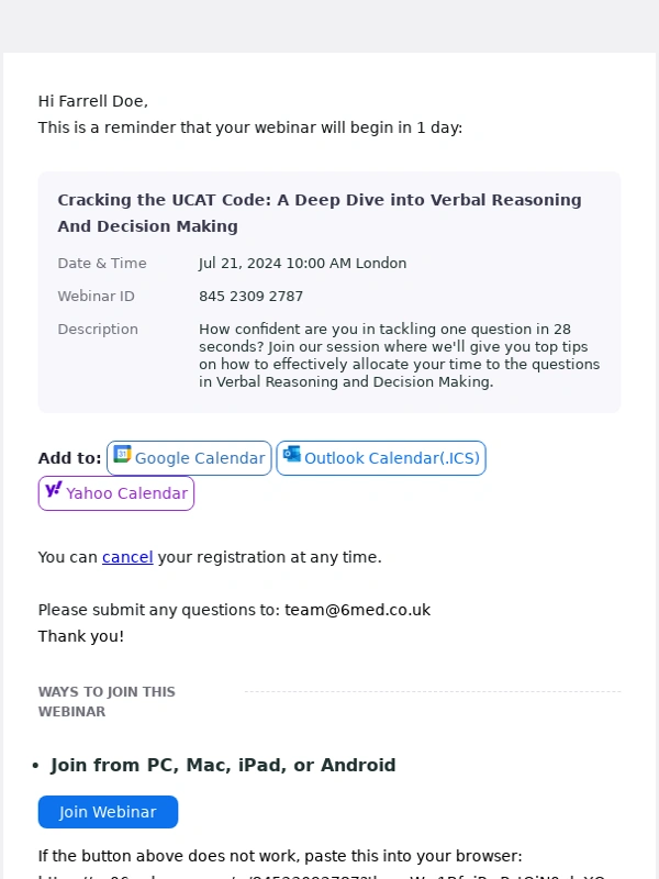 Zoom - Reminder: Cracking the UCAT Code: A Deep Dive into Verbal Reasoning And Decision Making starts in 1 day