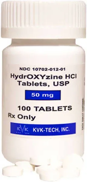 Hydroxyzine HCl (Generic) Tablets, 1 Tablet, 50-mg