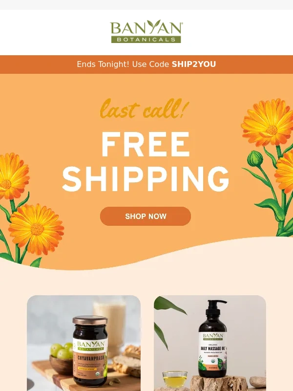 Banyan Botanicals - Final Hours: Free Shipping on Everything
