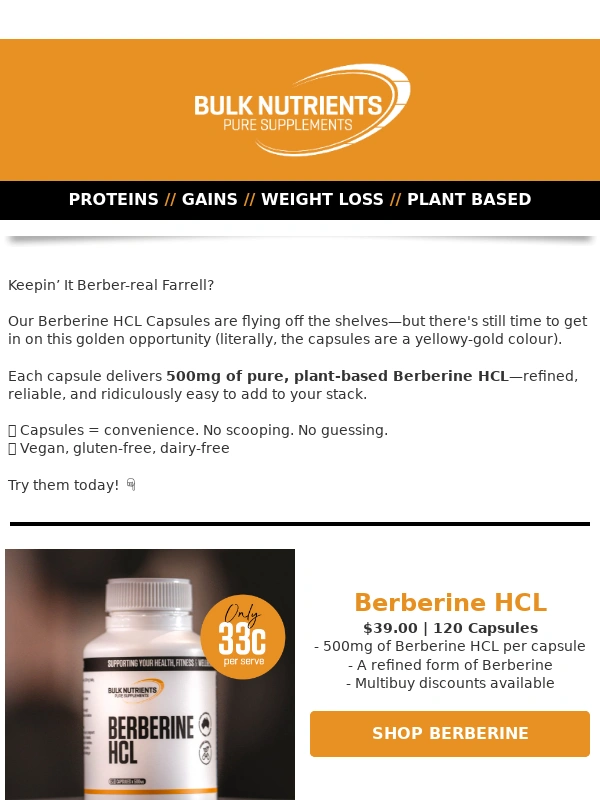 Bulk Nutrients - A Berber-win for Your Supplement Stack,Farrell
