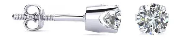 1/4 Carat Natural Diamond Stud Earrings in 14K White Gold