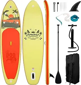 FunWater Stand Up Paddle Board Ultra-Light Inflatable Paddleboard with SUP Accessories for Adults & Youth of All Skill Levels (Yellow-Orange) $139.99