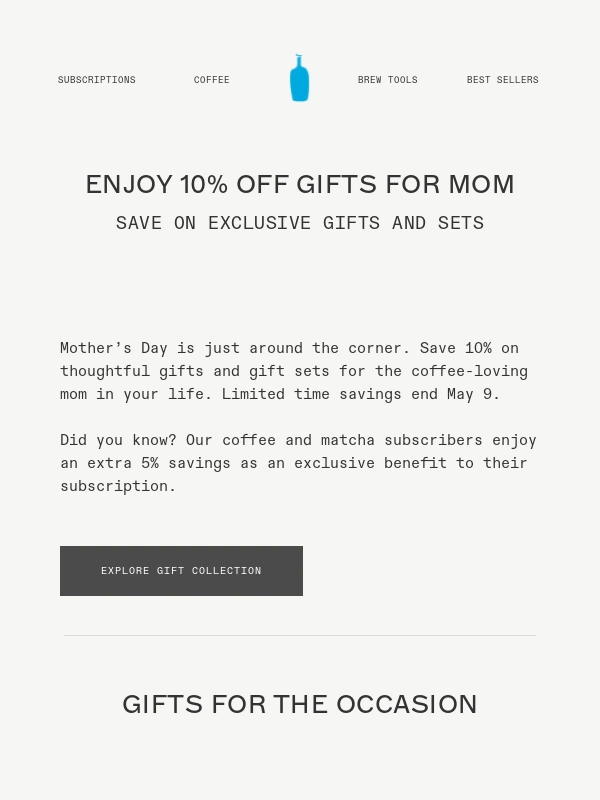 Blue Bottle Coffee - 10% Off All Gifts and Gift Sets for a Limited Time