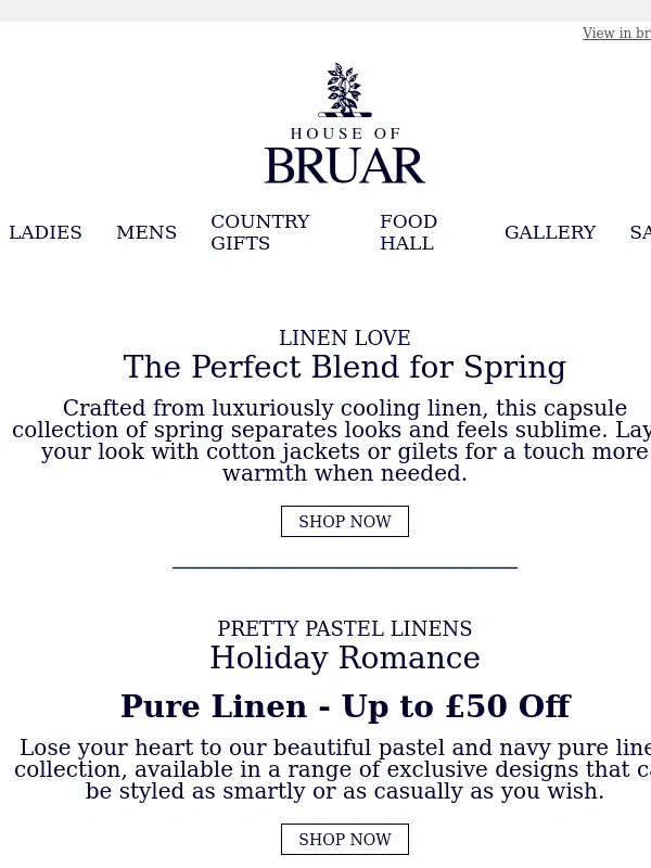 House Of Bruar - Mrs el: Linen Looks for Spring