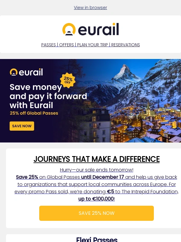 Eurail - Last chance! 25% off Global Passes ?