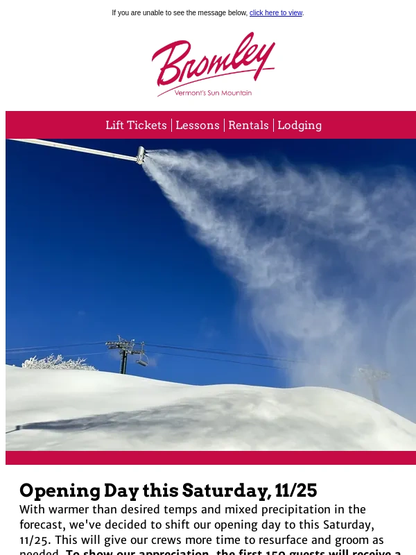 Bromley - Opening Day this Saturday,11/25