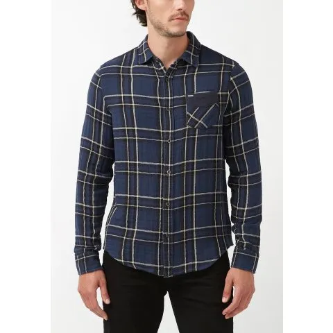 BUFFALO David Bitton Sujay Men's Long-Sleeve Shirt in Navy Plaid - BM24117