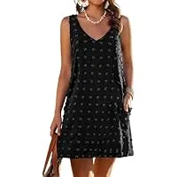 AI'MAGE Women's Sleeveless Swiss Polka Dot Summer Cover Ups for Swimwear with 2 Pockets (Navy Blue in various sizes)