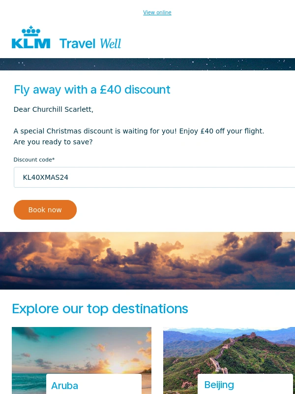 KLM - A special discount for your next trip!