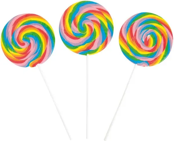 Fun Express Large Rainbow Swirl Lollipop Suckers