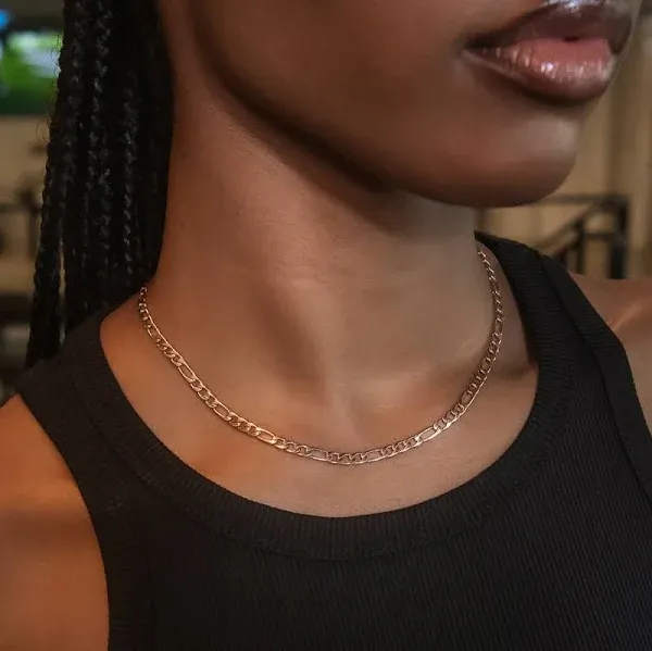 The GLD Shop Figaro Link Necklace 4mm Size