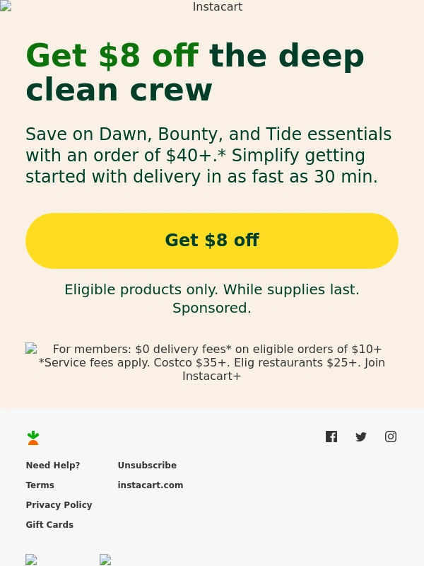 Instacart - Want $8 off spring cleaning essentials?