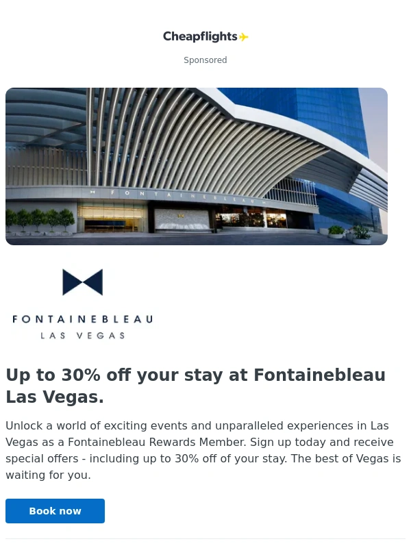 Cheap Flights - Up to 30% off your stay at Fontainebleau Las Vegas