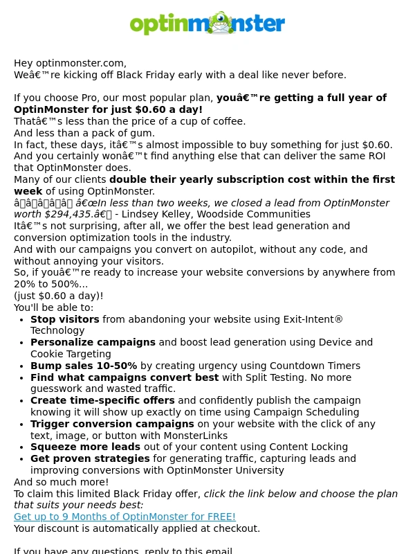 OptinMonster - Early Black Friday ?