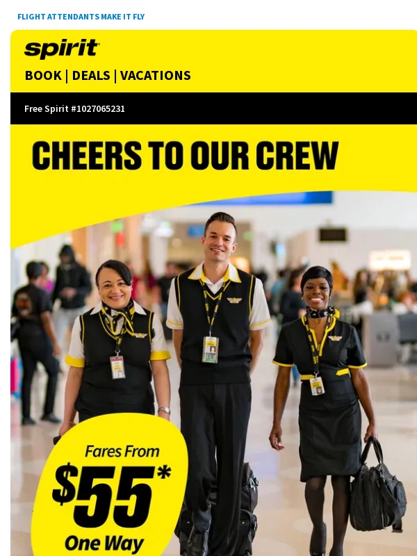 Spirit Airlines - Qwe,celebrate the crew & book something new with $55* fares