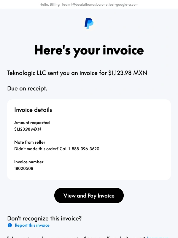 PayPal - Invoice from Teknologic LLC (18020508)