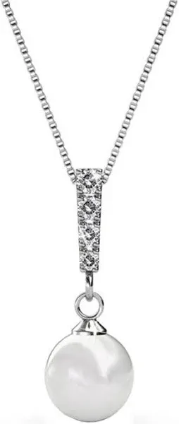 Cate & Chloe Genevieve 18k White Gold Plated Pearl and Swarovski Crystal Necklace