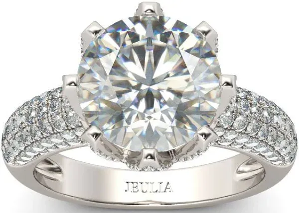 Jeulia Large Stone Round Cut Sterling Silver Ring
