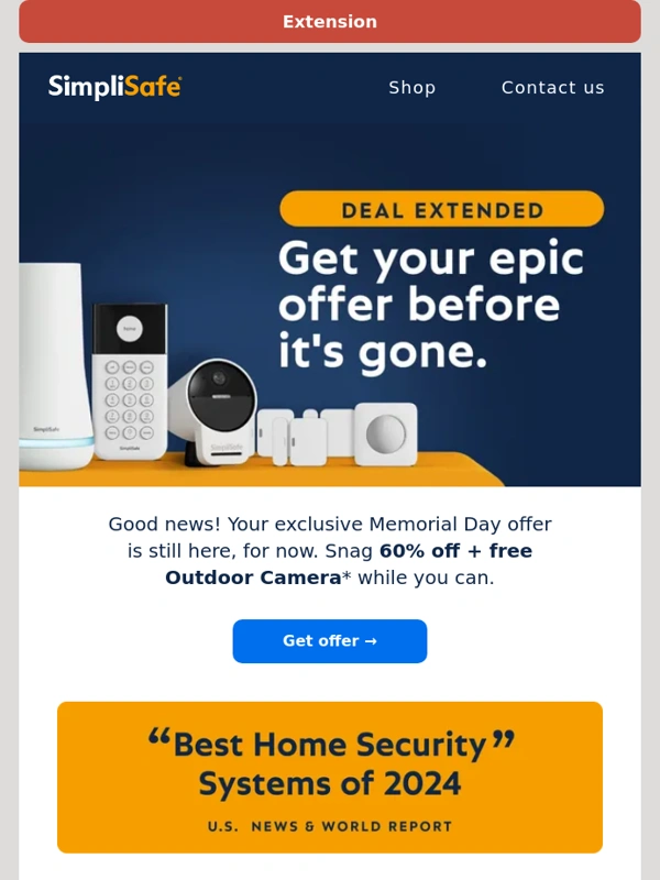 SimpliSafe - VIP extension: your exclusive discount is still here