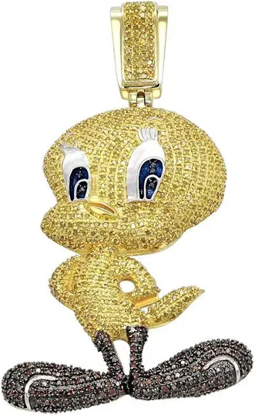 ItsHot 10K Gold Tweety Bird Diamond Pendant 4.11ct